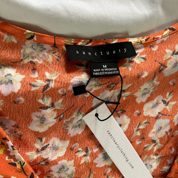 Sanctuary Dress Johanna Wrap Floral Print Women Orange Size M New With Tags - Picture 7 of 12